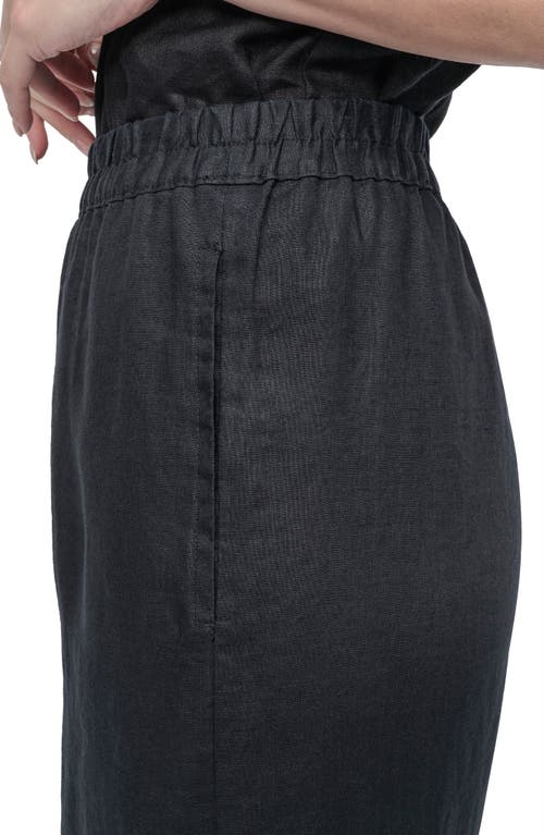 Dkny Wide Leg Linen Pants In Black
