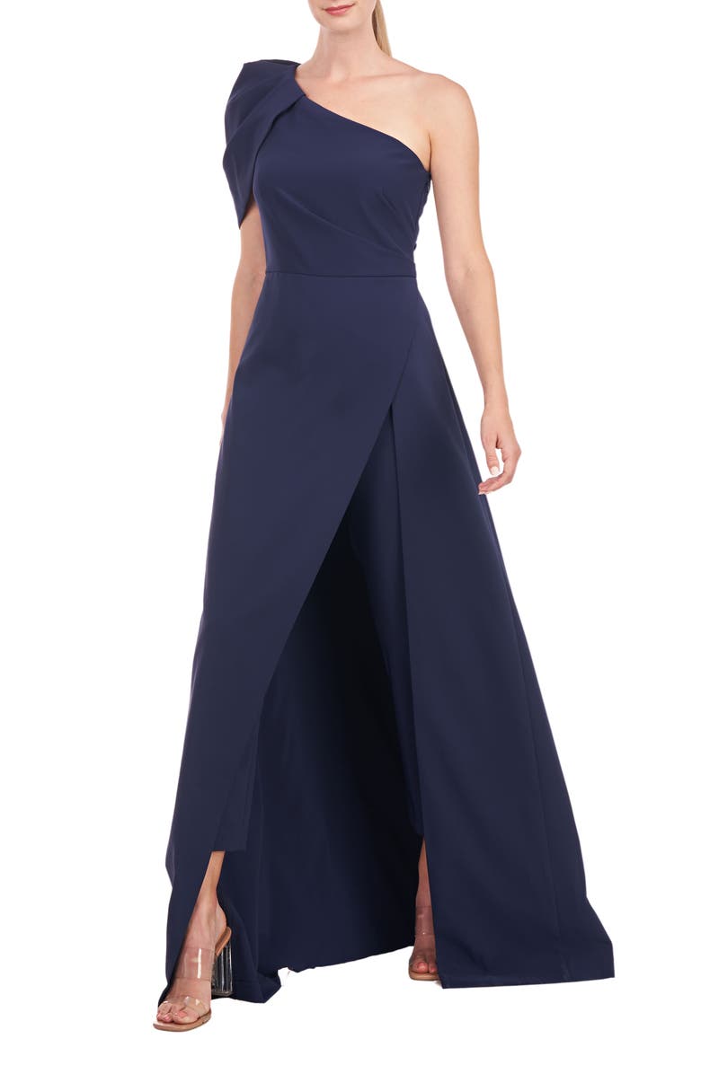 Kay Unger BIJOU SHOULDER DRAPED JUMPSUIT, Main, color,