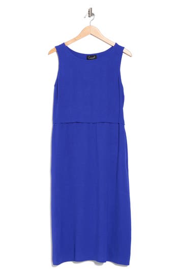 Connected Apparel Fit-and-flare Sleeveless Dress In Blue