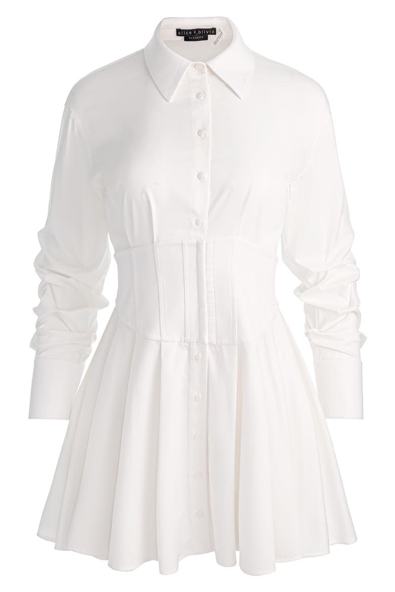Edie Long Sleeve Corset Shirtdress, Alternate, color, OFF WHITE