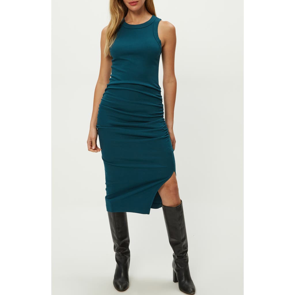 Michael Stars Wren Side Slit Sleeveless Body-con Midi Dress In Green