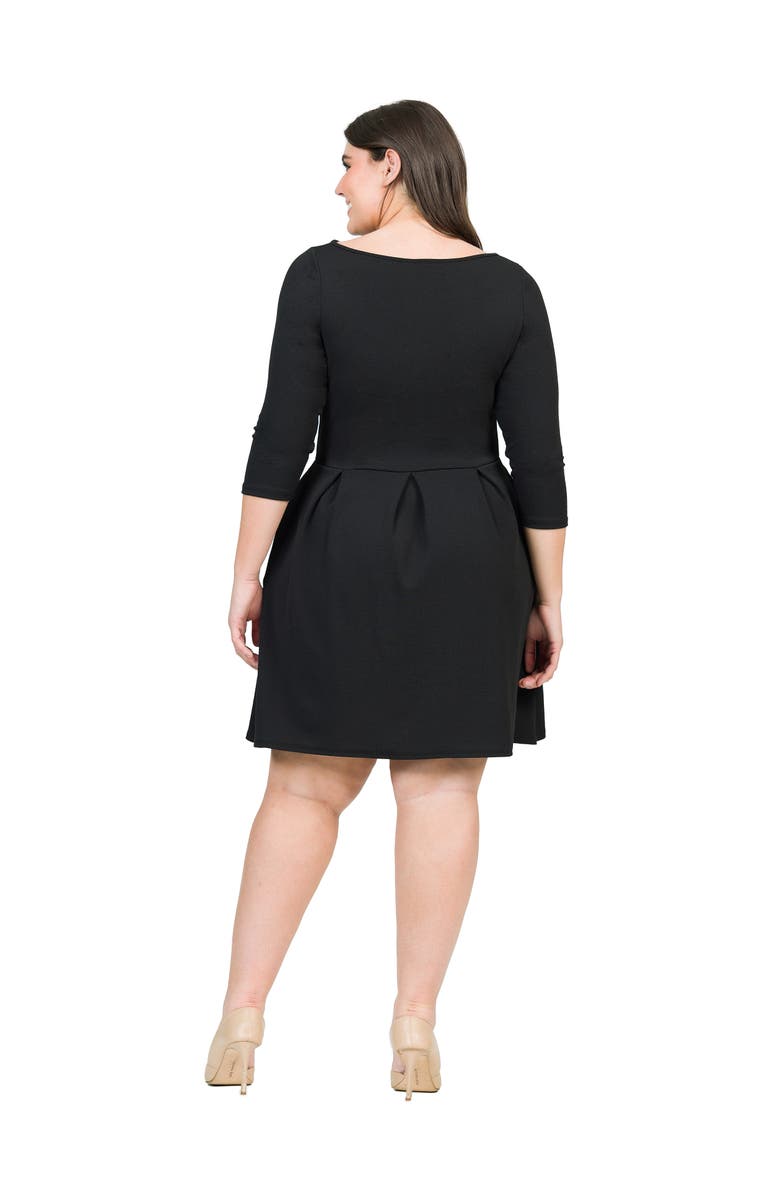 24seven Comfort Apparel Plus Size Perfect Fit and Flare Pocket Dress, Alternate, color, Black