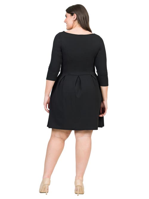 24seven Comfort Apparel Plus Size Perfect Fit And Flare  Pocket Dress In Brown