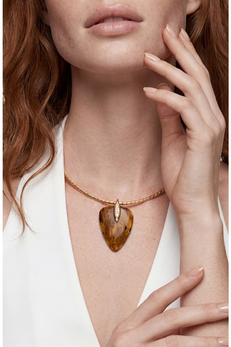 Solstice Pendant Choker, Alternate, color, TIGERS EYE