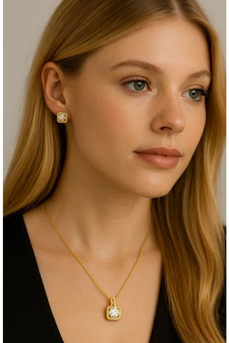 Serena Halo Stud Earrings, Alternate, color, Gold