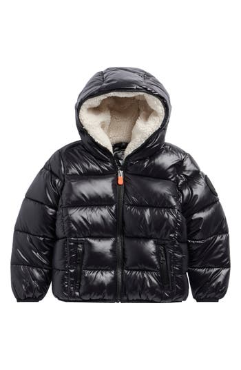 Save The Duck Kids' Gavin Water Repellent Hooded Puffer Jacket In Black