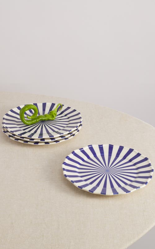 Maison Madison Home Mafalda 10.5'' Dinner Plate Set Of 4 In Blue/cream