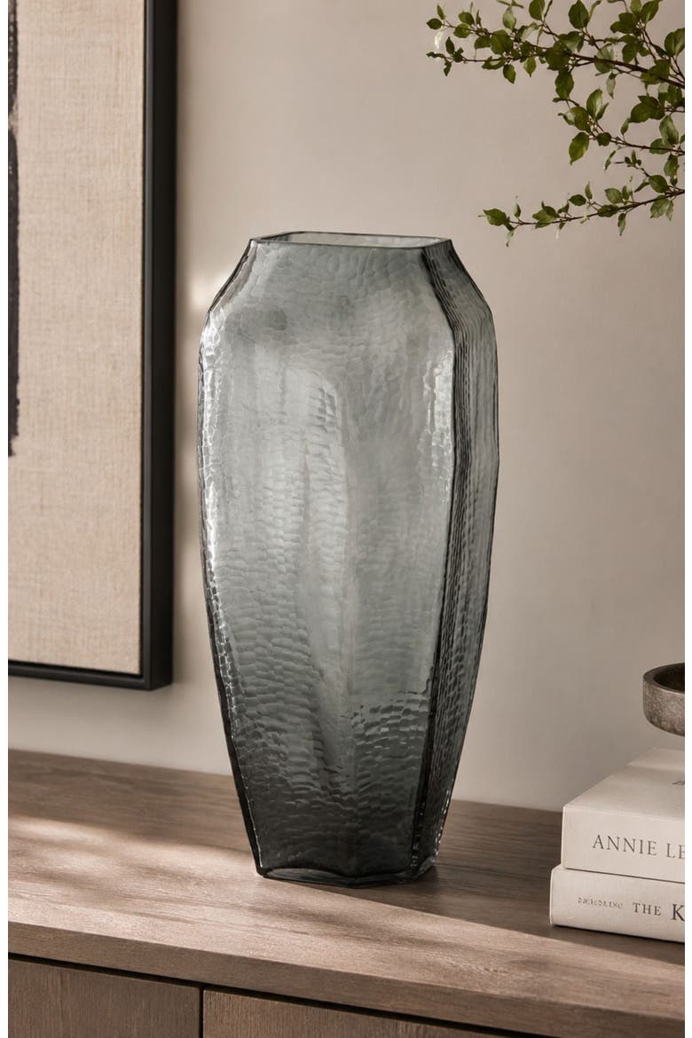 Banford Hand Cut Glass Vase, Alternate, color, GREY WITH CUTTING FINISH
