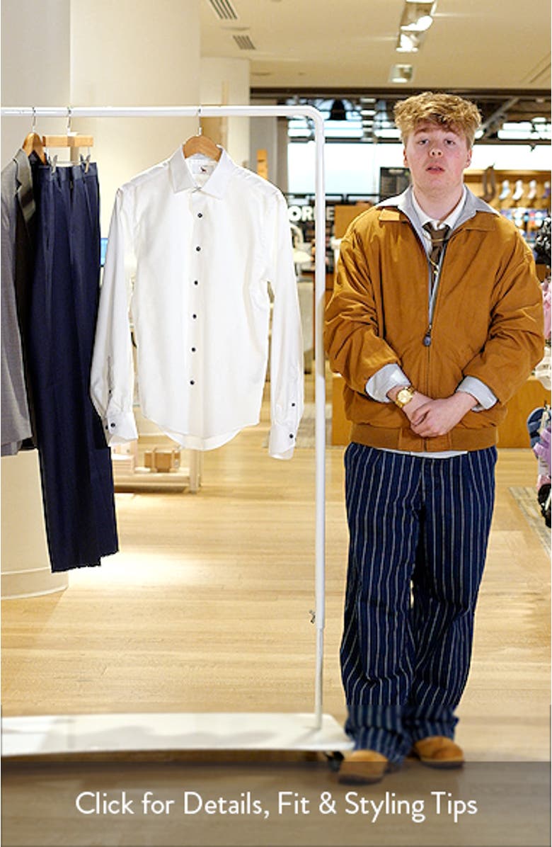 Trim Fit Diamond Textured White Cotton Dress Shirt, sales video thumbnail