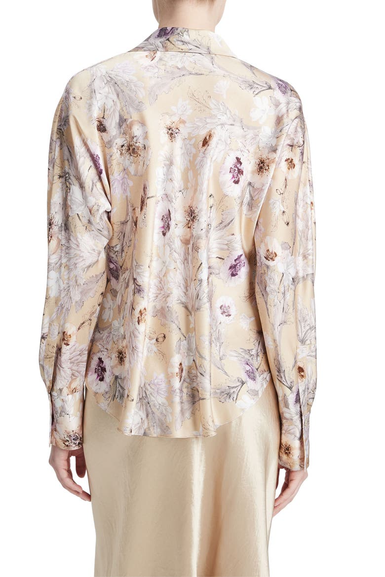 Wildflower Bias Cut Silk Shirt, Alternate, color, SAND