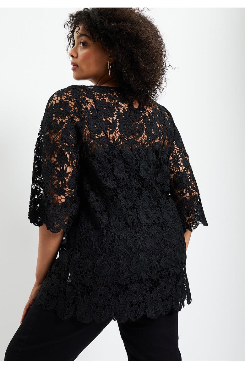 Allover Lace Top, Alternate, color, BLACK