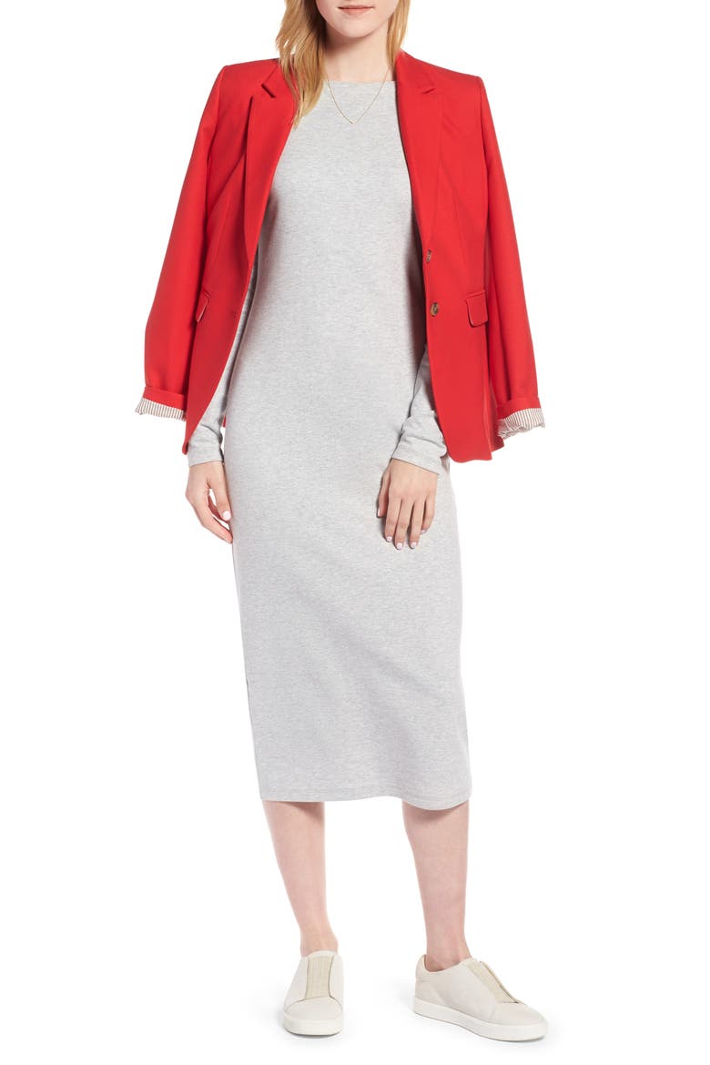 Knit Midi Dress, Main, color, GREY LIGHT HEATHER
