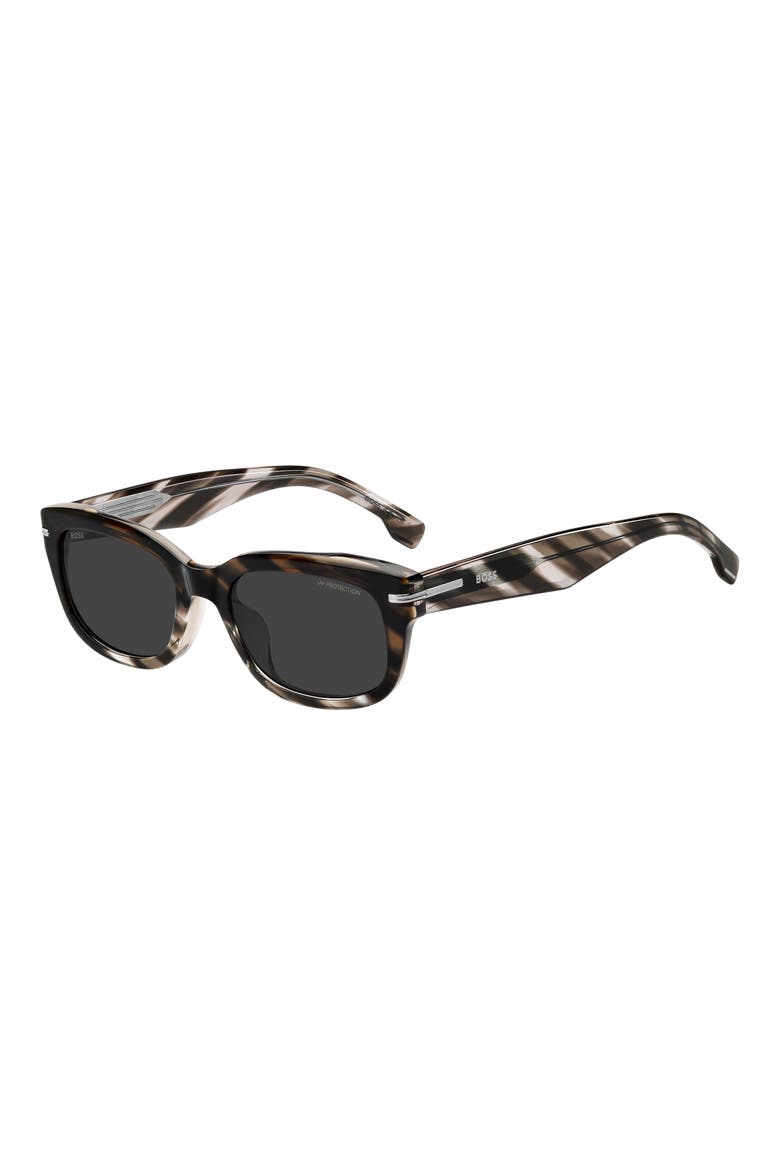 53mm Rectangular Sunglasses, Alternate, color, BROWN SHADED GREY