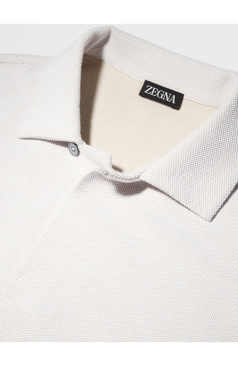 ZEGNA Honeycomb Short Sleeve Cotton Polo, Alternate, color, Oatmeal