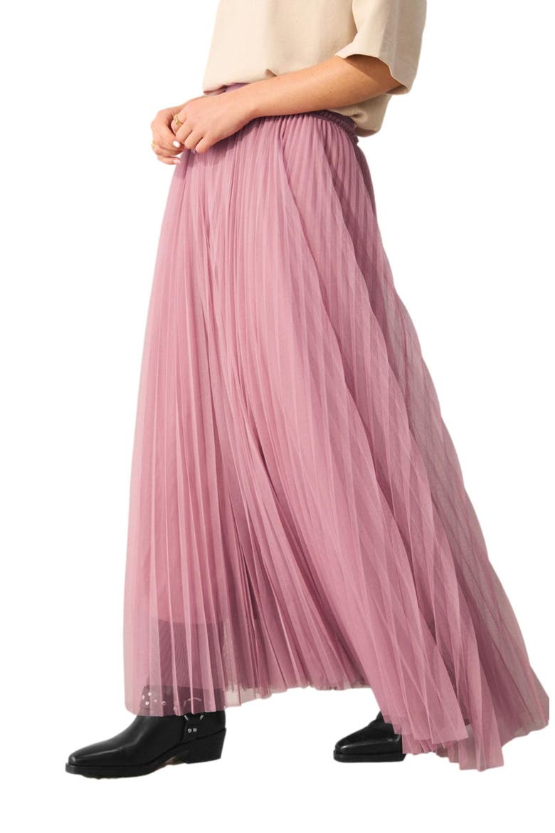 Pleated Mesh Skirt, Alternate, color, PINK