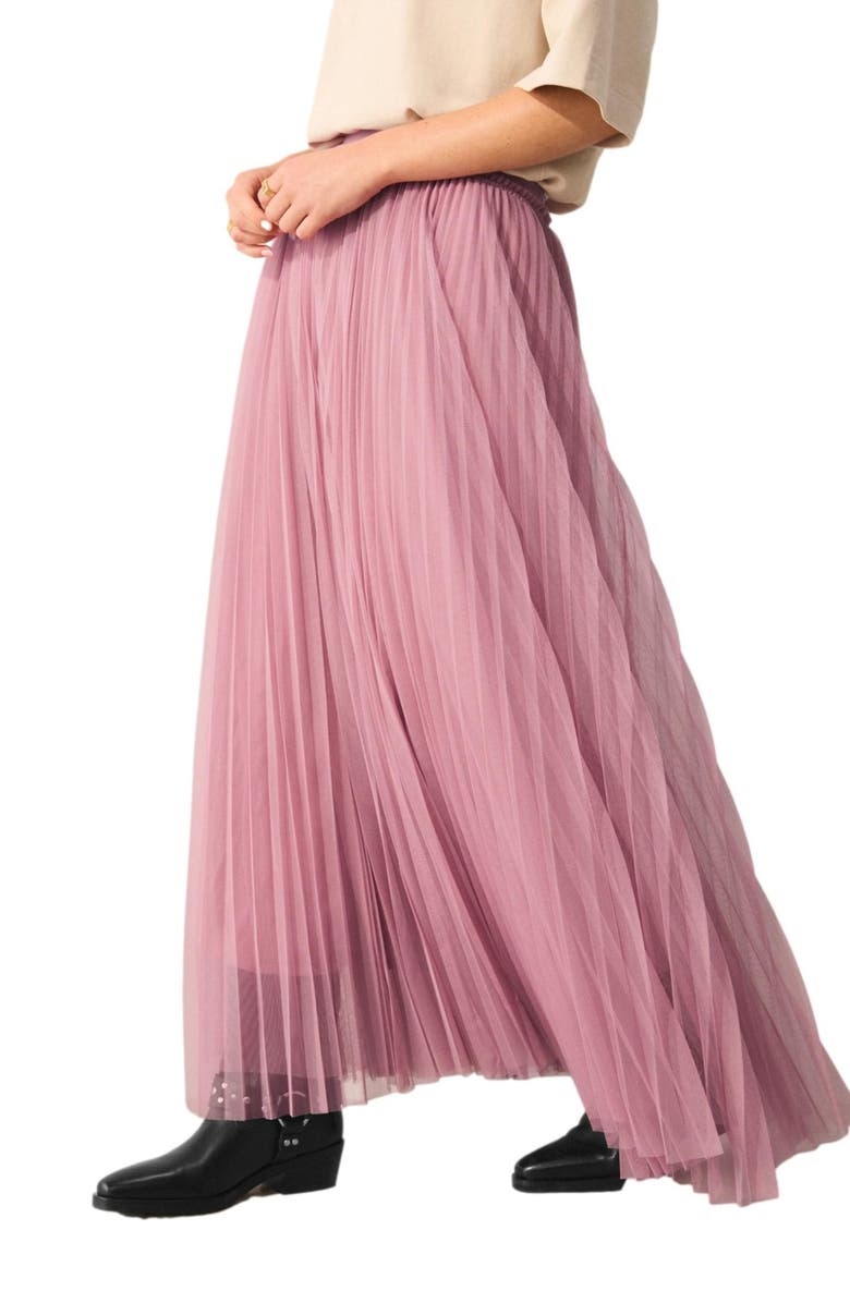 NEXT Pleate Mesh Skirt, Alternate, color, Pink