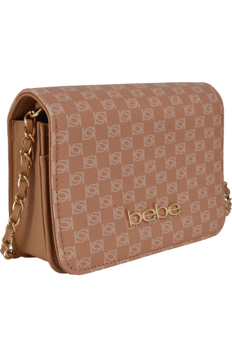 bebe Adela Monogram Crossbody Bag, Alternate, color, Camel