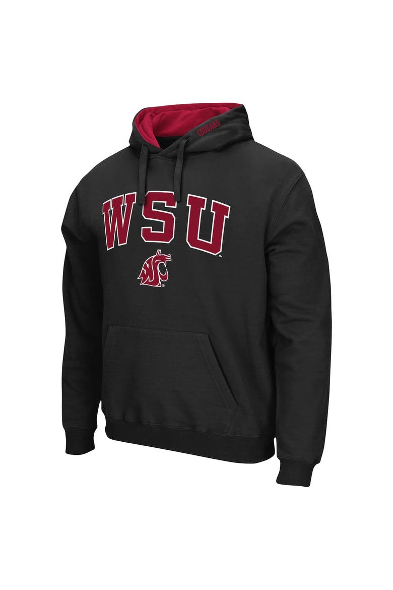 Men's Colosseum Black Washington State Cougars Arch & Logo 3.0 Pullover Hoodie, Alternate, color, Black