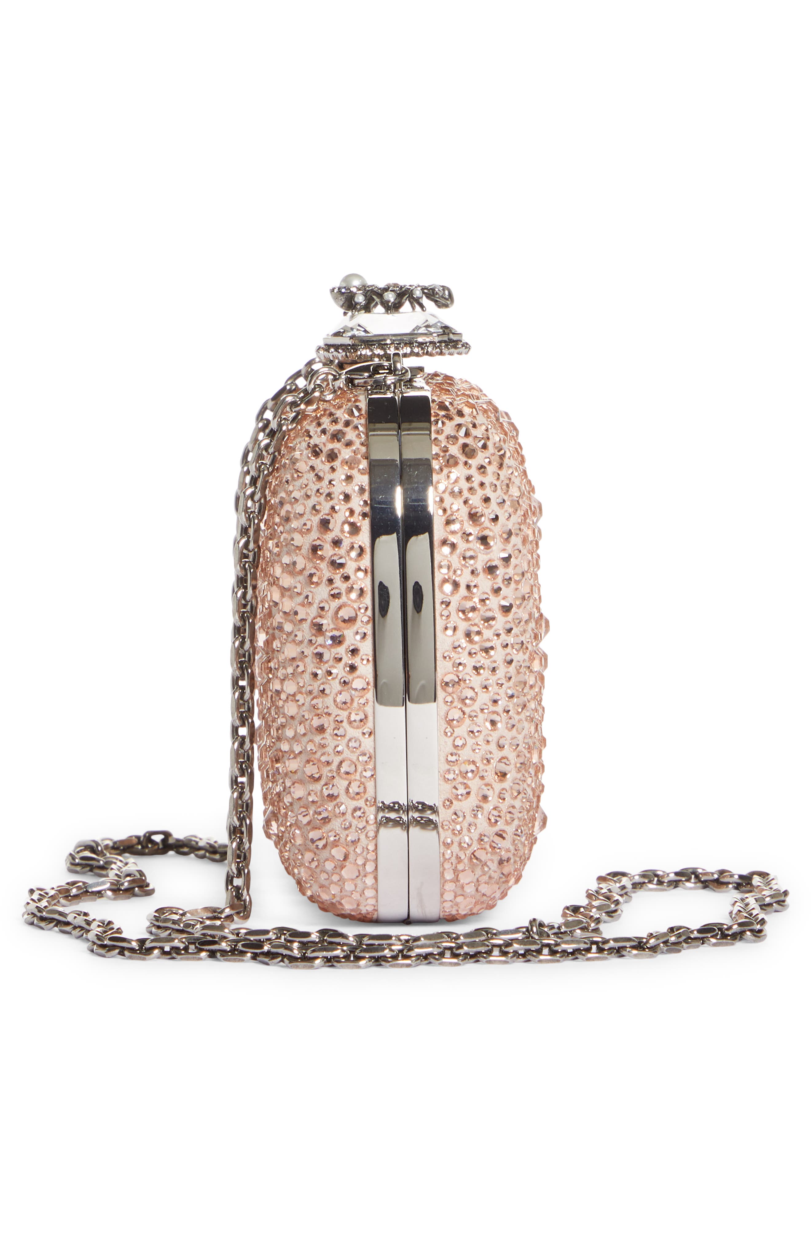 McQueen Alexander McQueen Spider Crystal Embellished Leather Clutch, Alternate, color, 