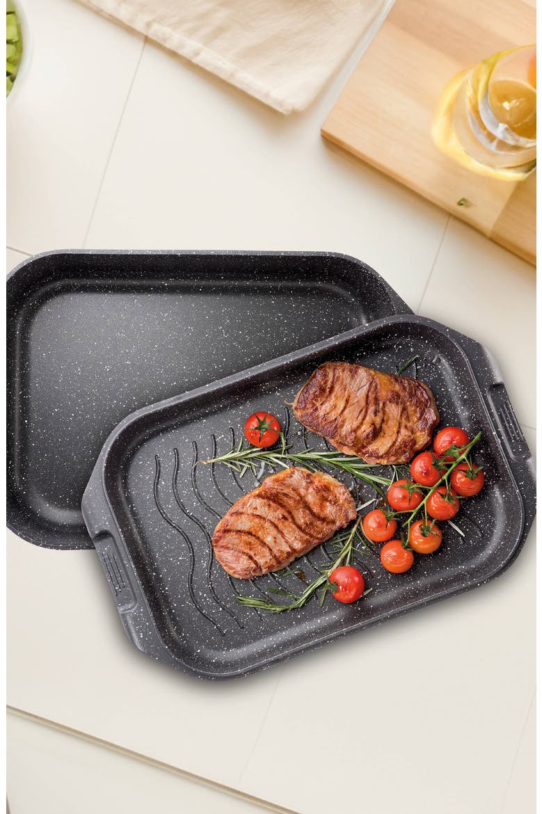 GRANITE Roaster with Grill 6.5 Qt., Alternate, color, BLACK