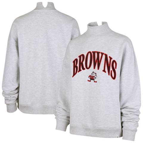 Women's '47 Heather Gray Cleveland Browns Vantage Mock Neck Pullover Sweatshirt