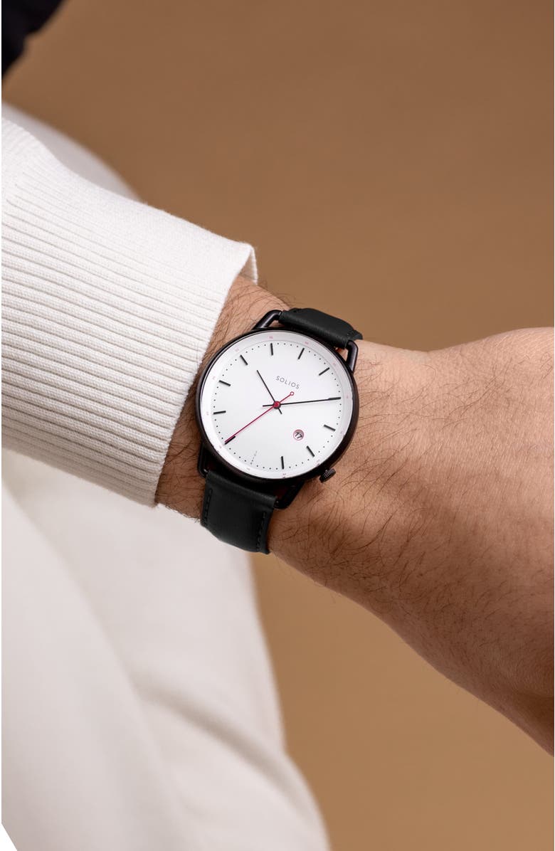 Solios Watches The Solar Curve | White Dial - Black Case, Alternate, color, 