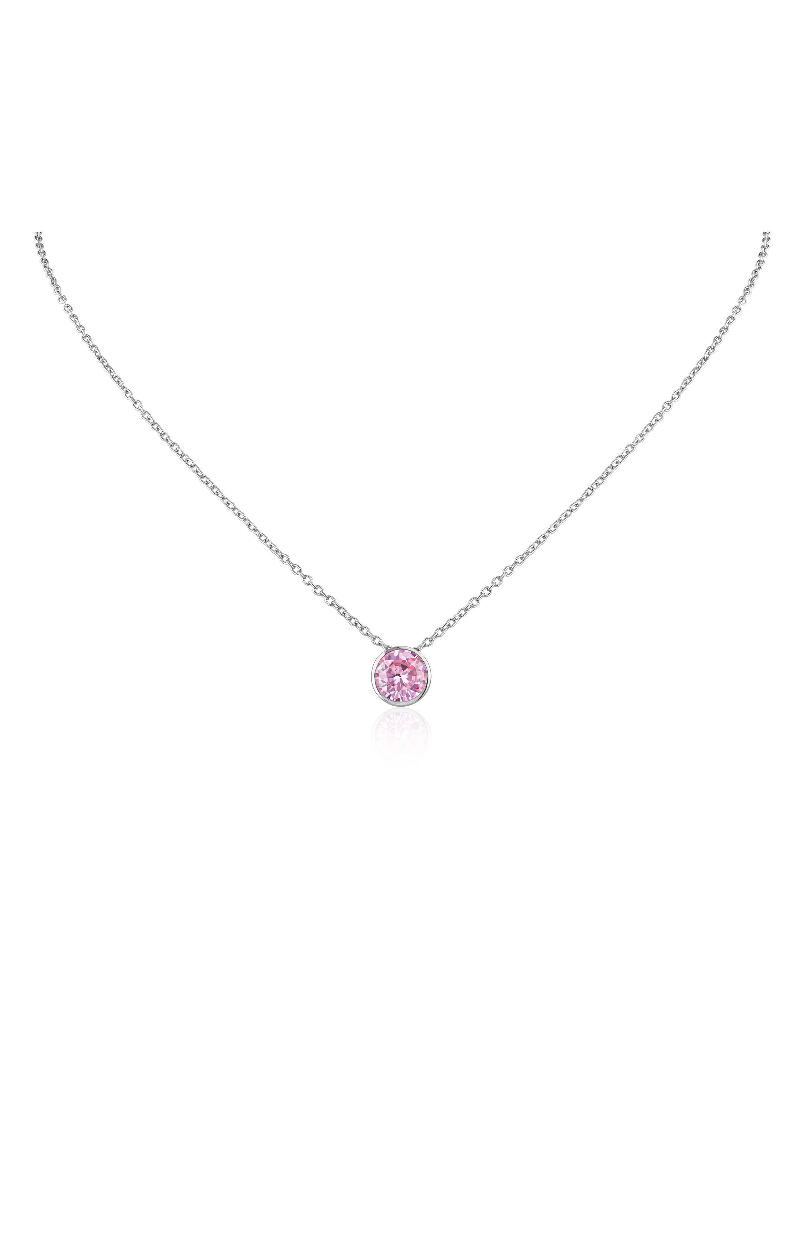 Bezel Birthstone Cubic Zirconia Pendant Necklace
