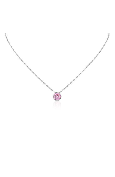 Bezel Birthstone Cubic Zirconia Pendant Necklace