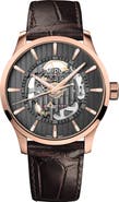 MIDO Multifort Skeleton Vertigo Rose Gold Tone Automatic Leather Strap Watch, 42mm