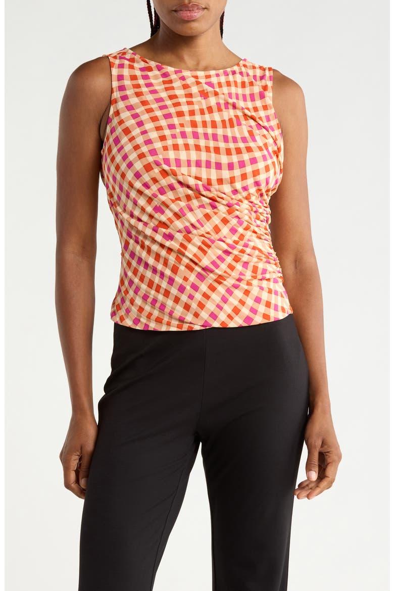 Athena Check Ruched Top, Main, color, SIRENS WEAVE