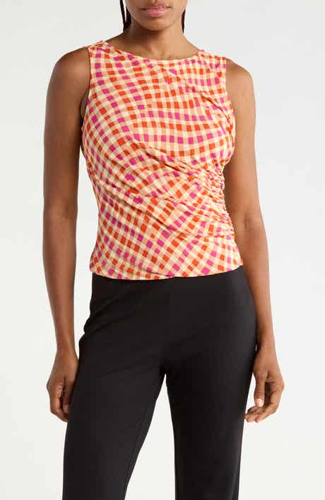 Athena Check Ruched Top
