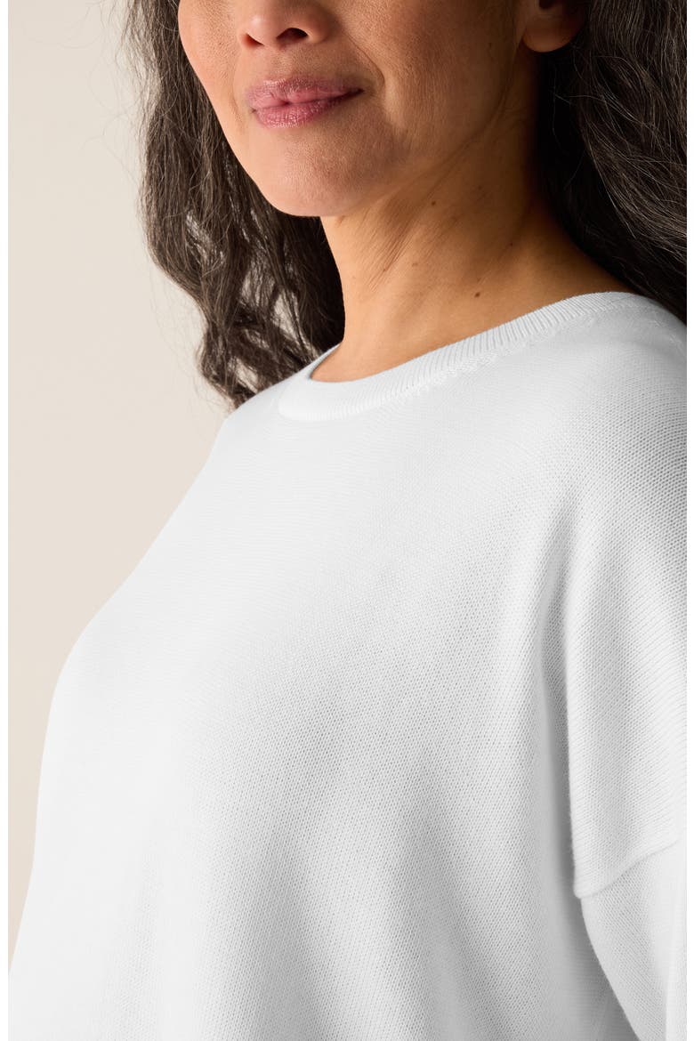 Elbow Sleeve Organic Cotton Blend Crewneck Sweater, Alternate, color, WHITE