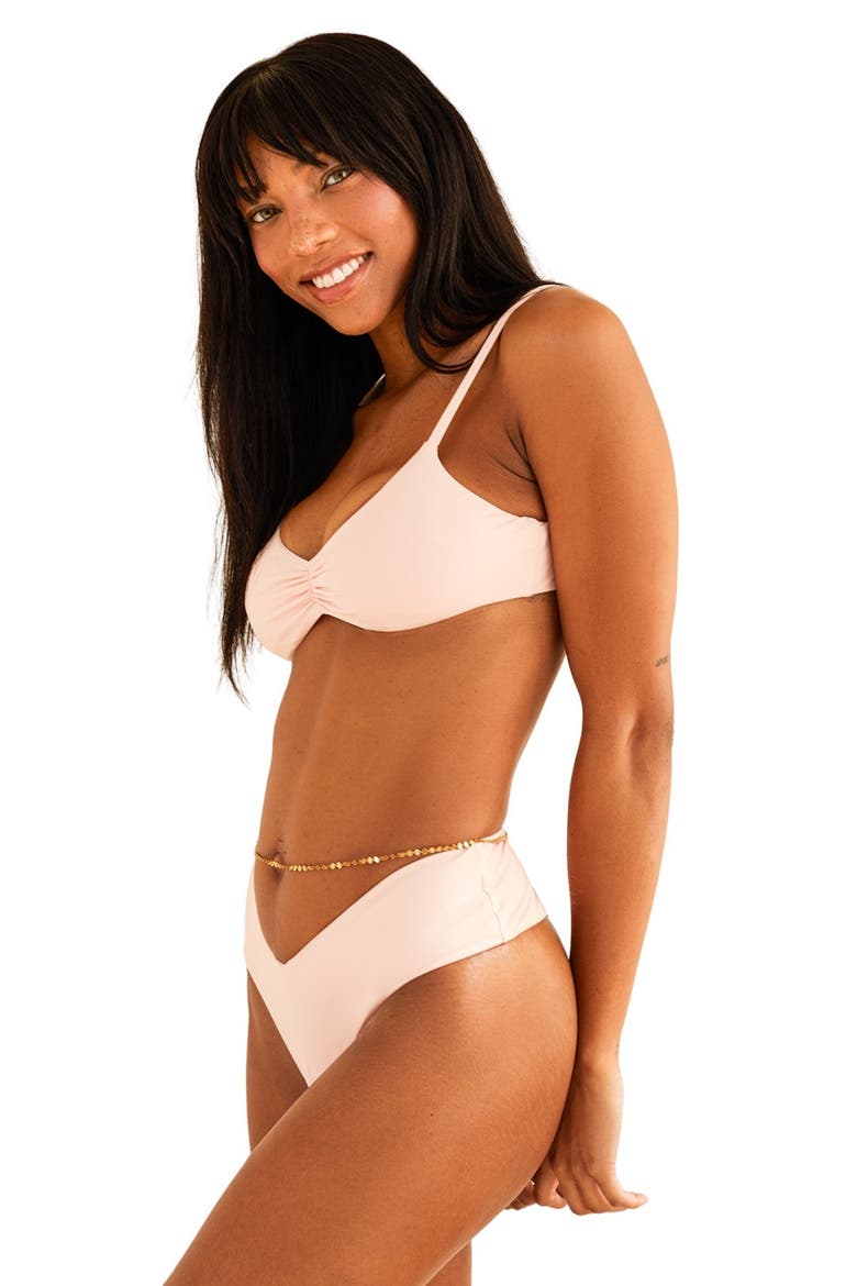 Britney Adjustable Shoulder Bikini Top, Alternate, color, Sunset Pink