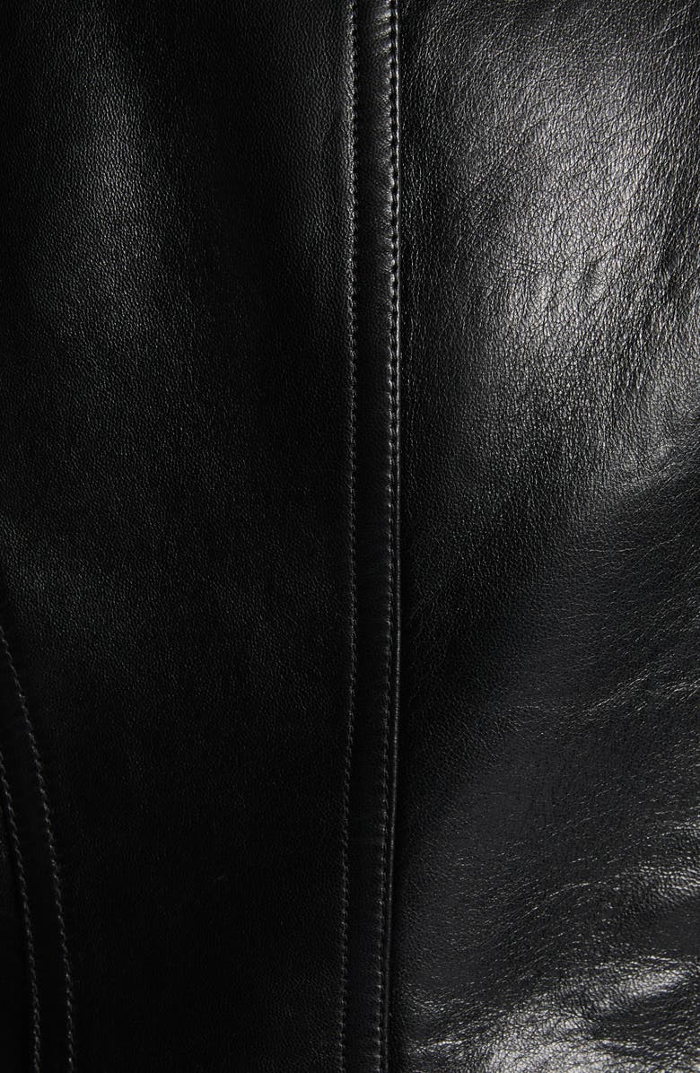 McQueen Leather Peplum Blazer, Alternate, color, Black