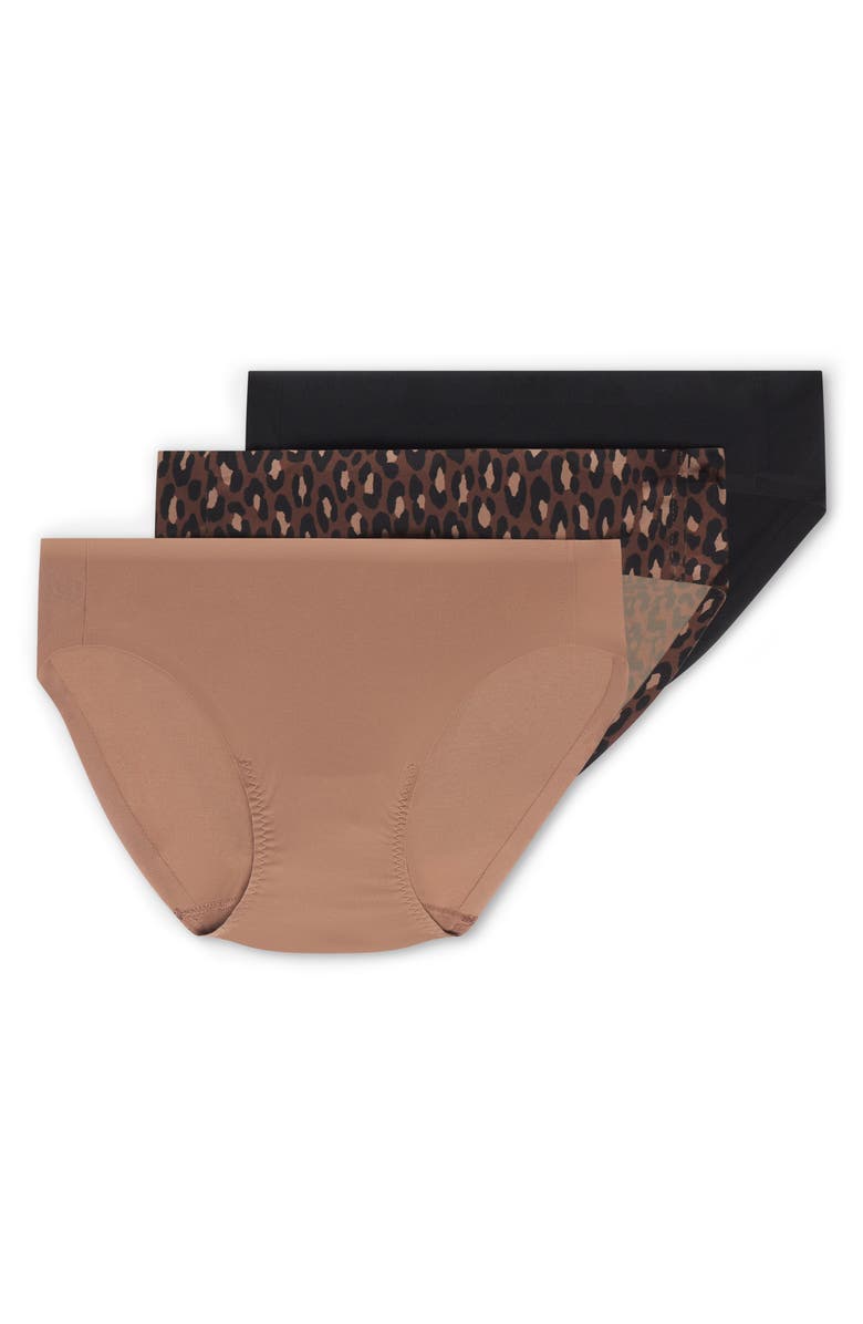 SPANX<sup>®</sup> Fit-to-You 3-Pack Bikini Briefs, Alternate, color, Cafe Au Lait/ Leopard/ Black