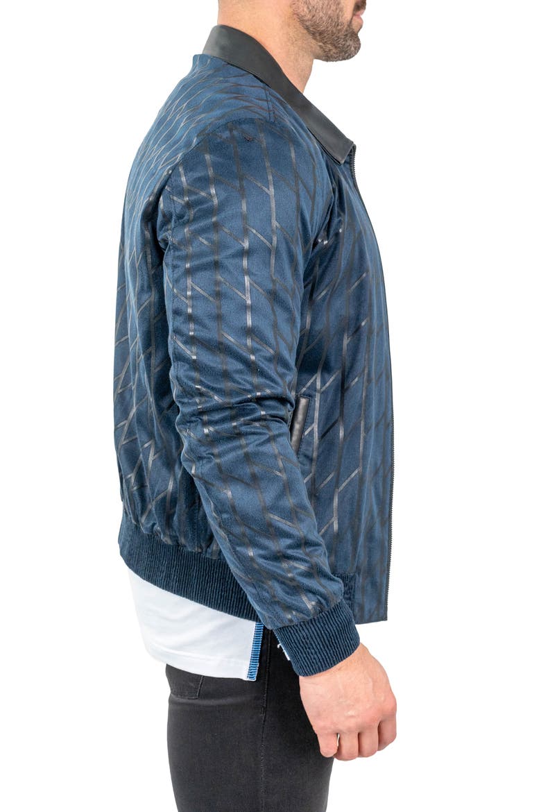 Ladder Print Leather Jacket, Alternate, color, BLUE