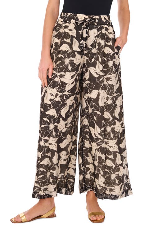 Floral Wide Leg Drawstring Pants