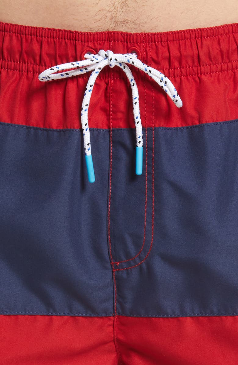 Tommy Bahama Naples Regatta Colorblock Swim Trunks, Alternate, color, Chili Pepper