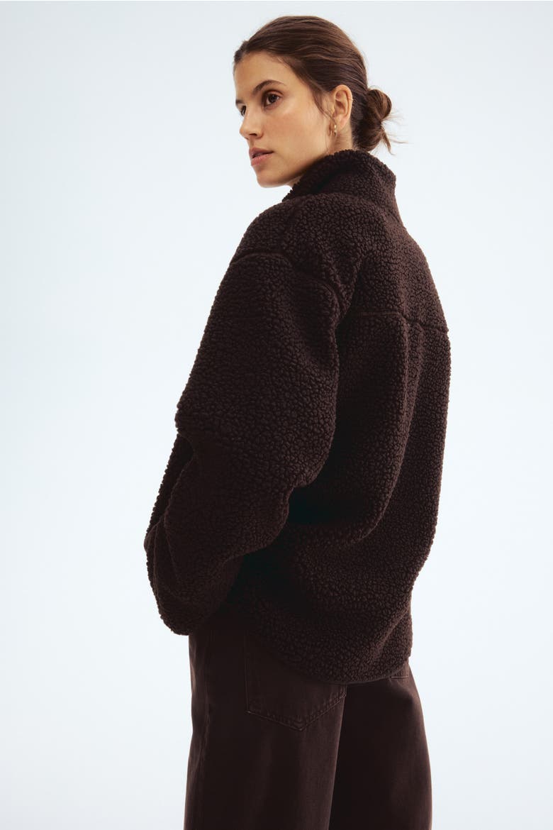 Mama Before & After Babywearing Teddy Jacket, Alternate, color, Dark brown