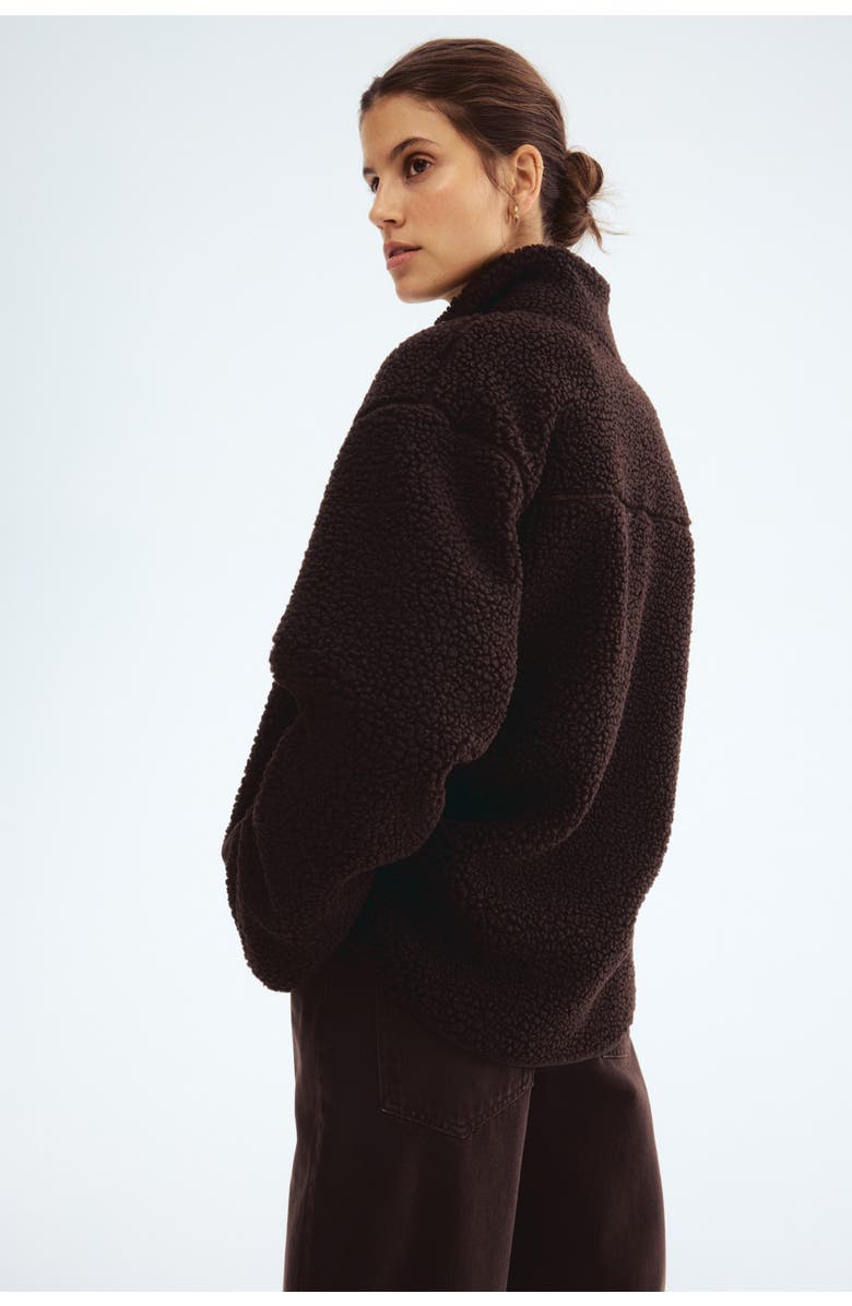 H&M Mama Before & After Babywearing Teddy Jacket, Alternate, color, Dark Brown