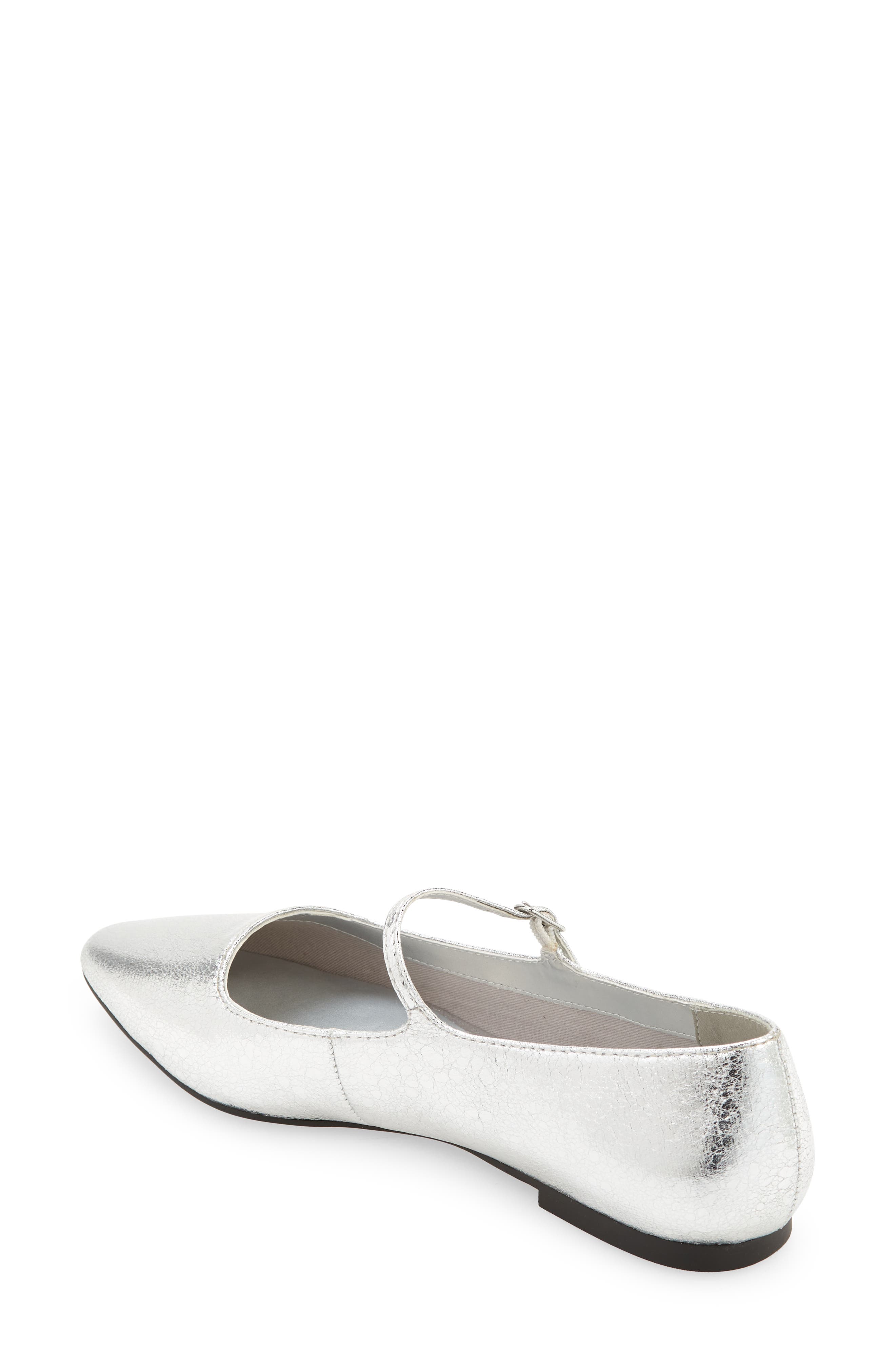Regina Mary Jane Pointed Toe Flat, Alternate, color, SILVER METALLIC