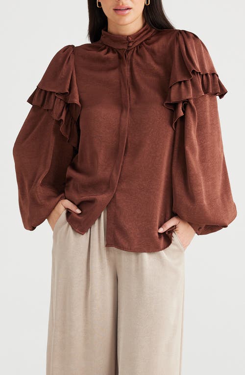 Brave+True Zini Balloon Sleeve Top in Cocoa 