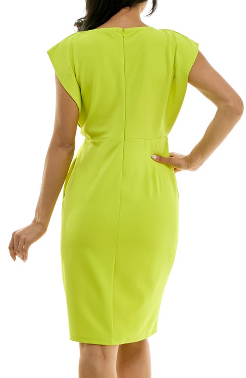 Nina Leonard Pleated Sheath Dress In Green
