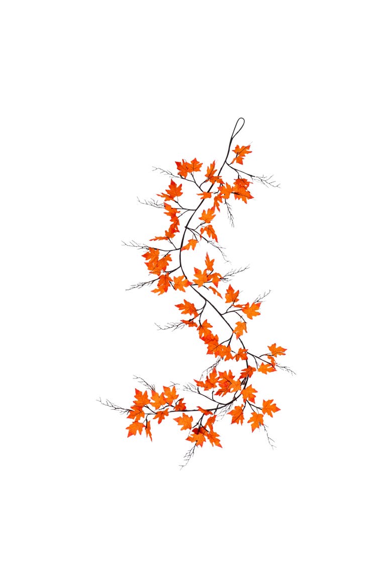 6-ft Pre-Lit Autumn Maple Artificial Fall Garland with 54 Warm White LED Lights, Main, color, Orange