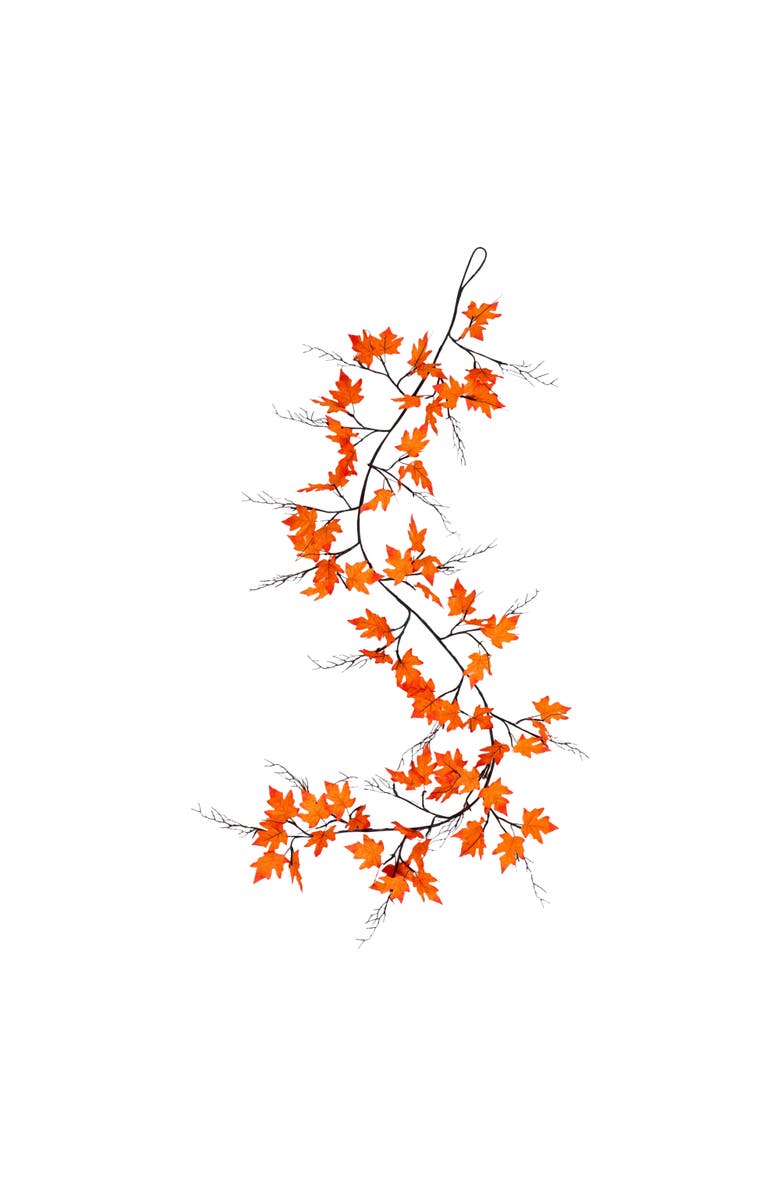 NEARLY NATURAL 6-ft Pre-Lit Autumn Maple Artificial Fall Garland with 54 Warm White LED Lights, Main, color, Orange