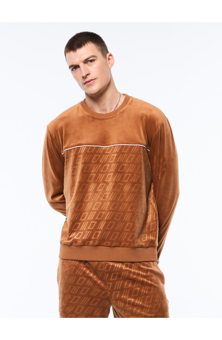 Sergio Tacchini Bandiera Debossed Velour Crewneck, Main, color, Sugar Almond