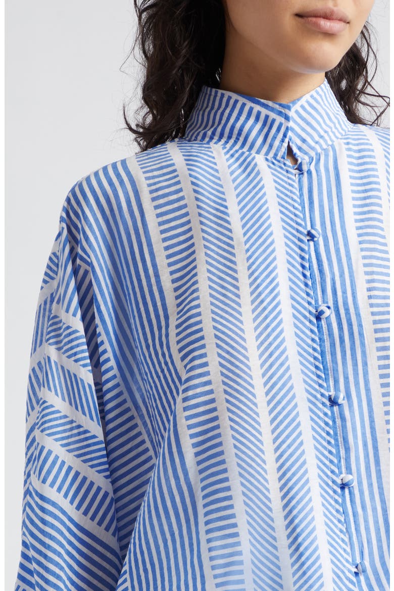 Stripe Cotton Crop Jacket, Alternate, color, BLUE/ WHITE