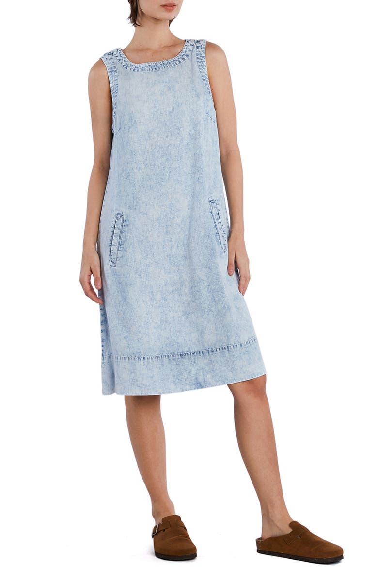 Little Denim Shift Dress, Main, color, BLEACH DENIM