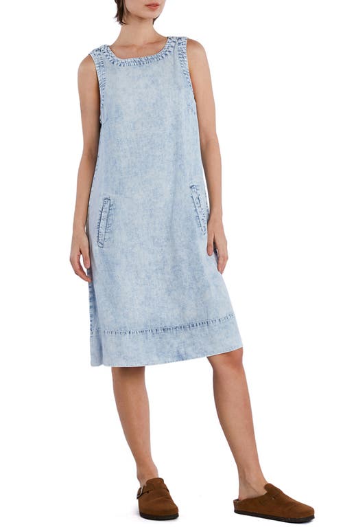 Wash Lab Denim Little Denim Shift Dress In Bleach Denim
