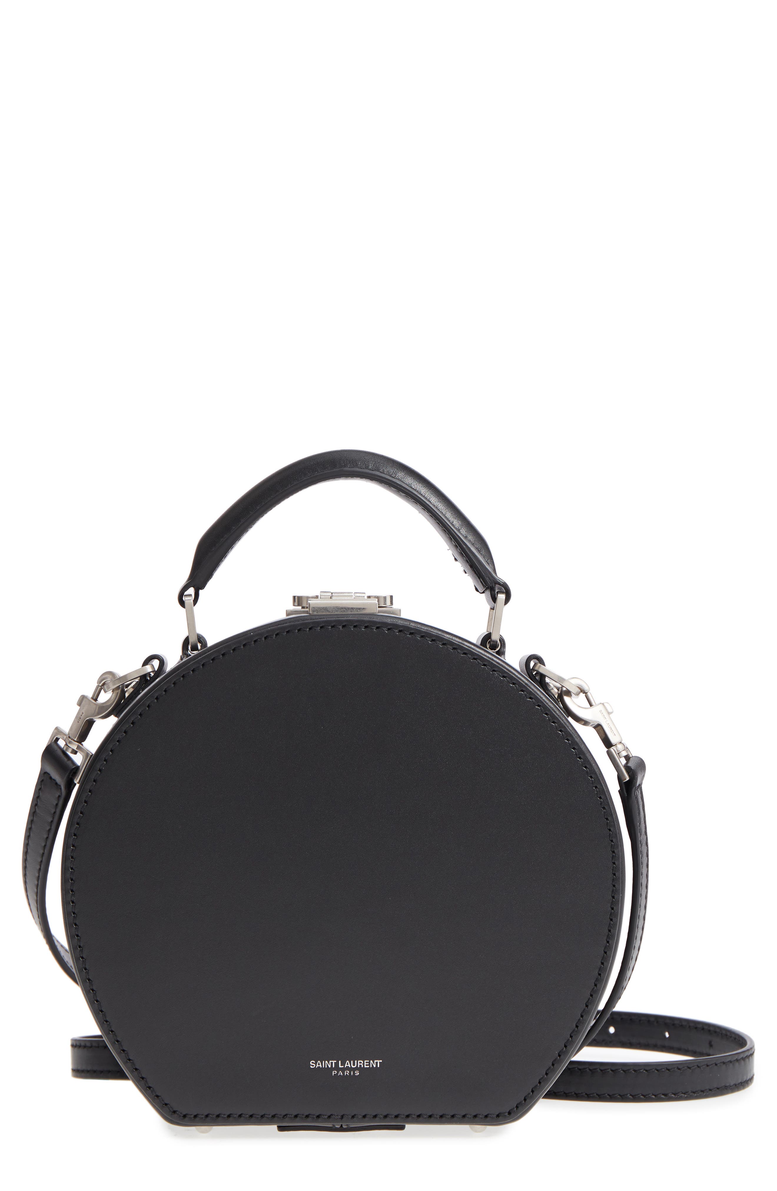 Saint Laurent Small Mica Leather Hat Box, Main, color, 